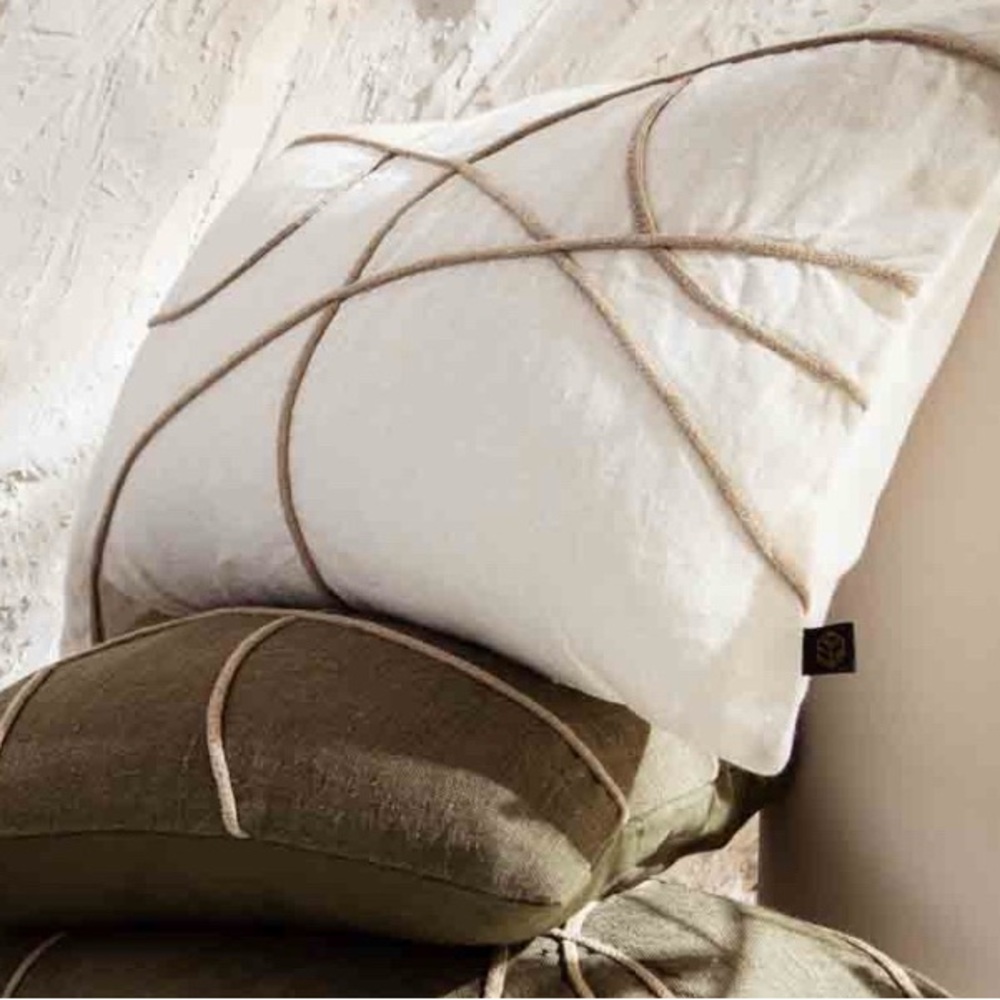 New HAOMY Marbella linen abstract pillow sham set Euro Square Natural Modern